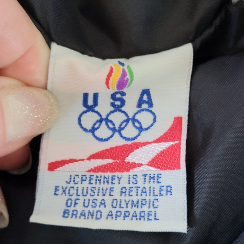 USA OLYMPICS Vintage Cinched Waist Full Zip Windbreaker Womens XL (16) JC PENNEY - Picture 2 of 16